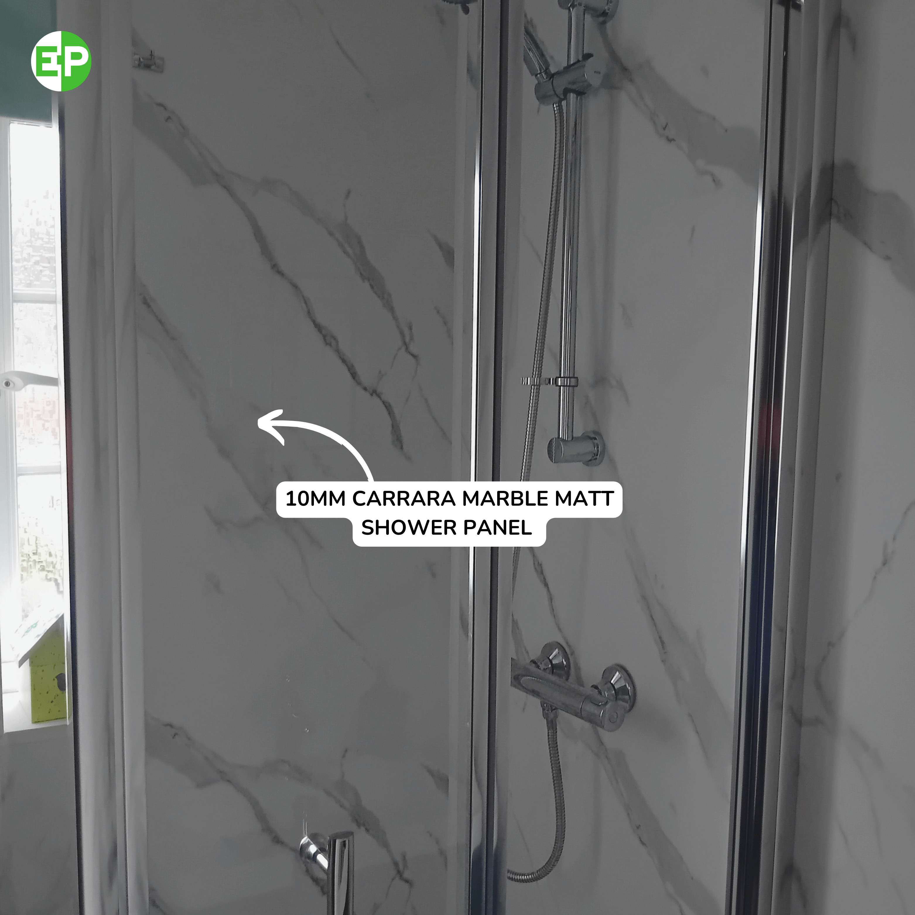 10mm Carrara Marble Matt Shower Panel 1M x 2.4M
