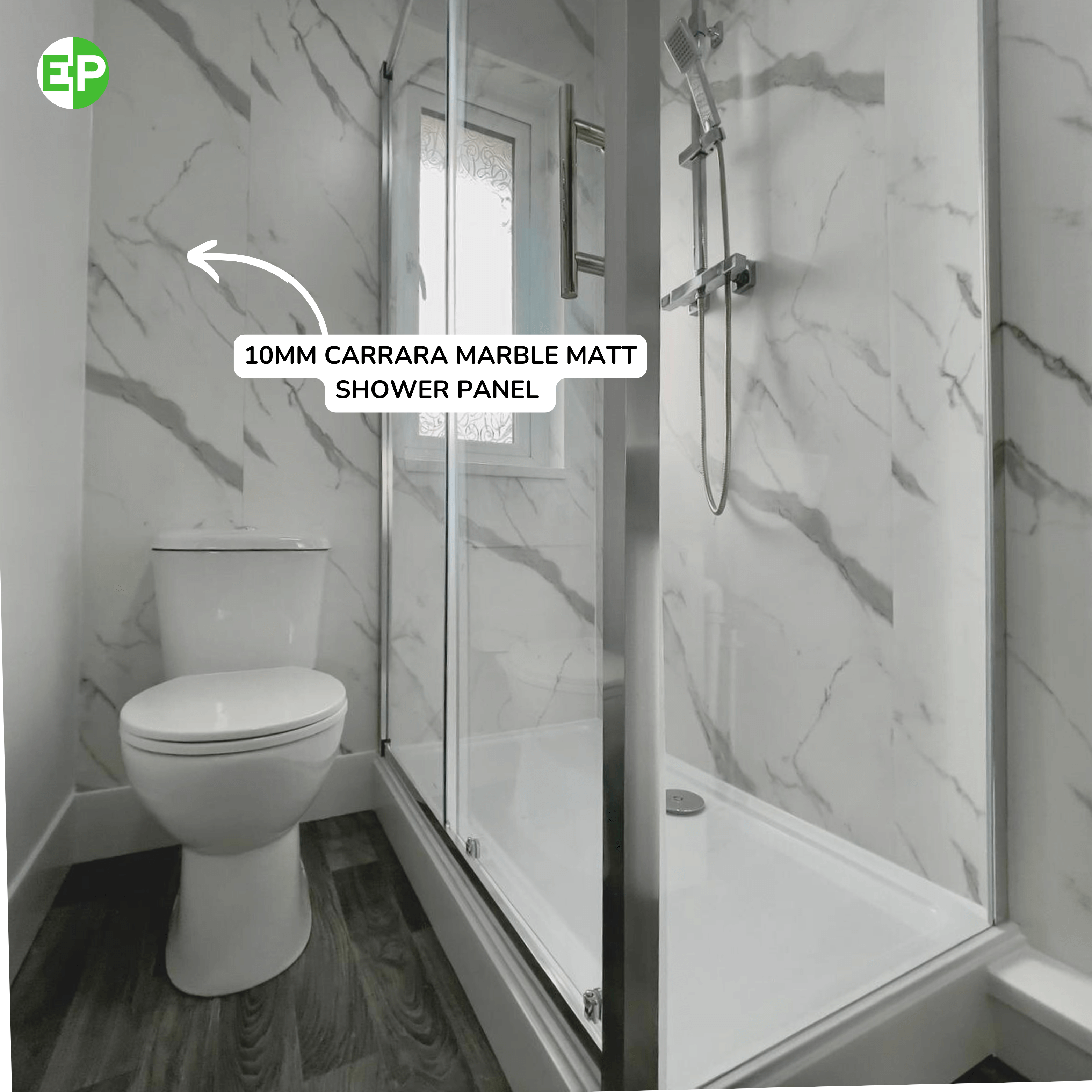 10mm Carrara Marble Matt Shower Panel 1M x 2.4M