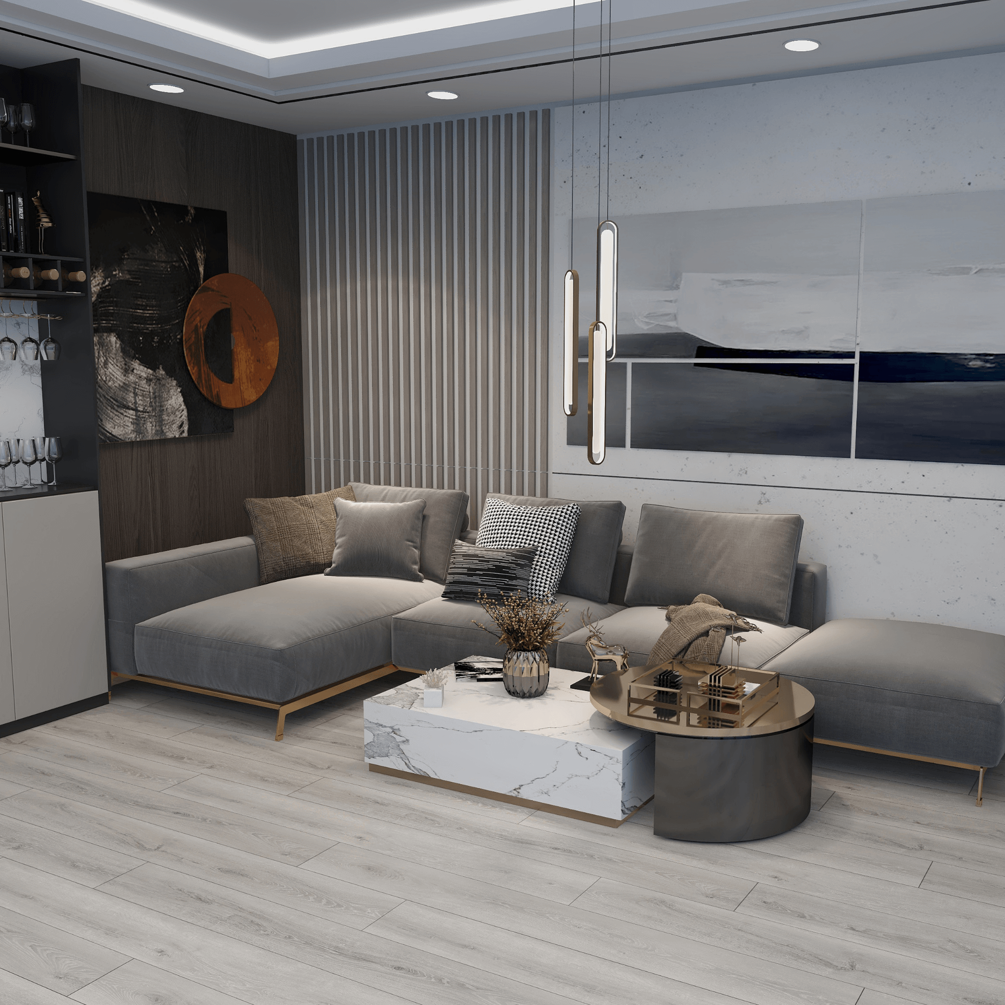 Grey Oak Vinyl Click Flooring  1.75m2 per pack of 8