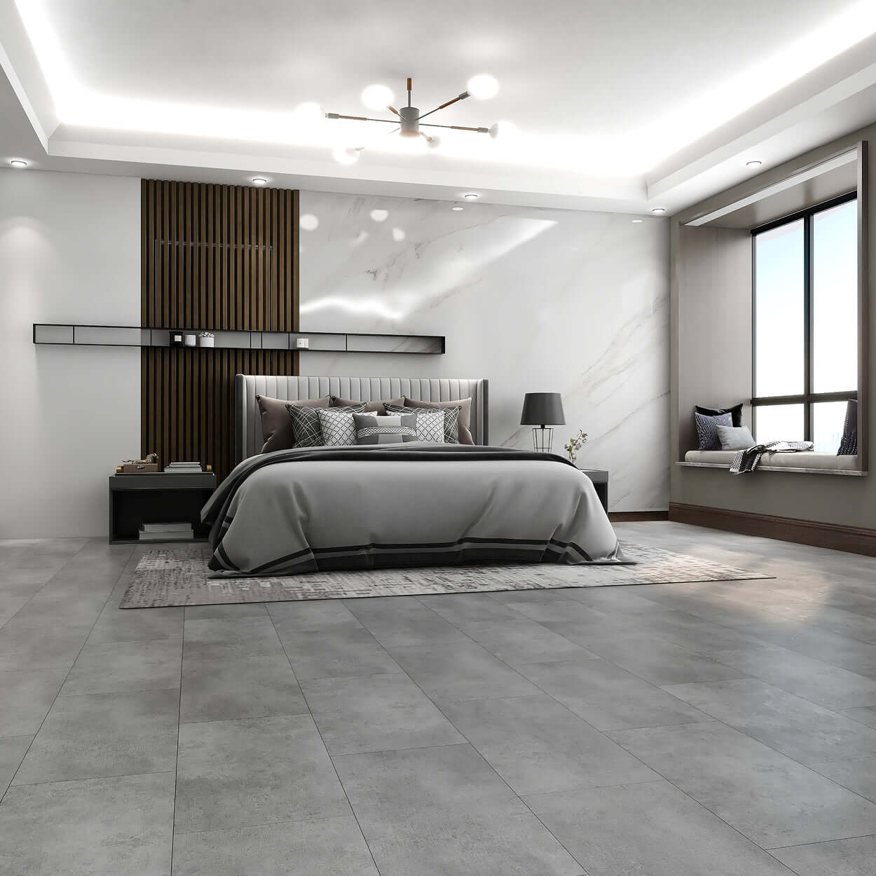 Light Concrete Vinyl Click Flooring 1.5m2 per pack of 8