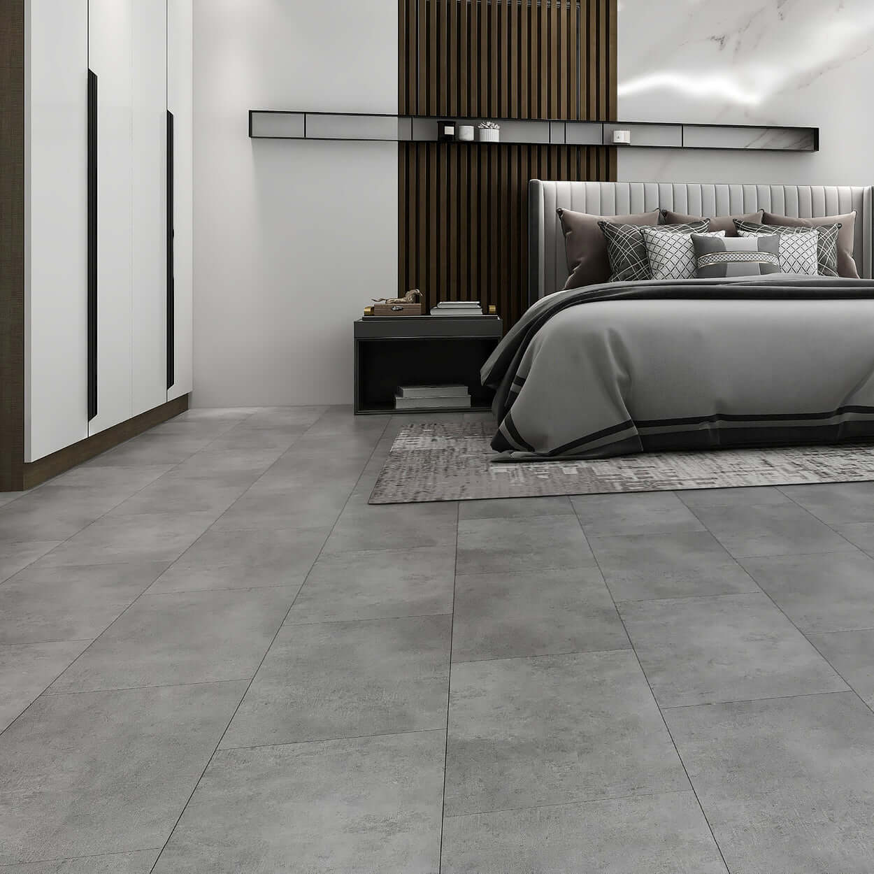 Light Concrete Vinyl Click Flooring 1.5m2 per pack of 8