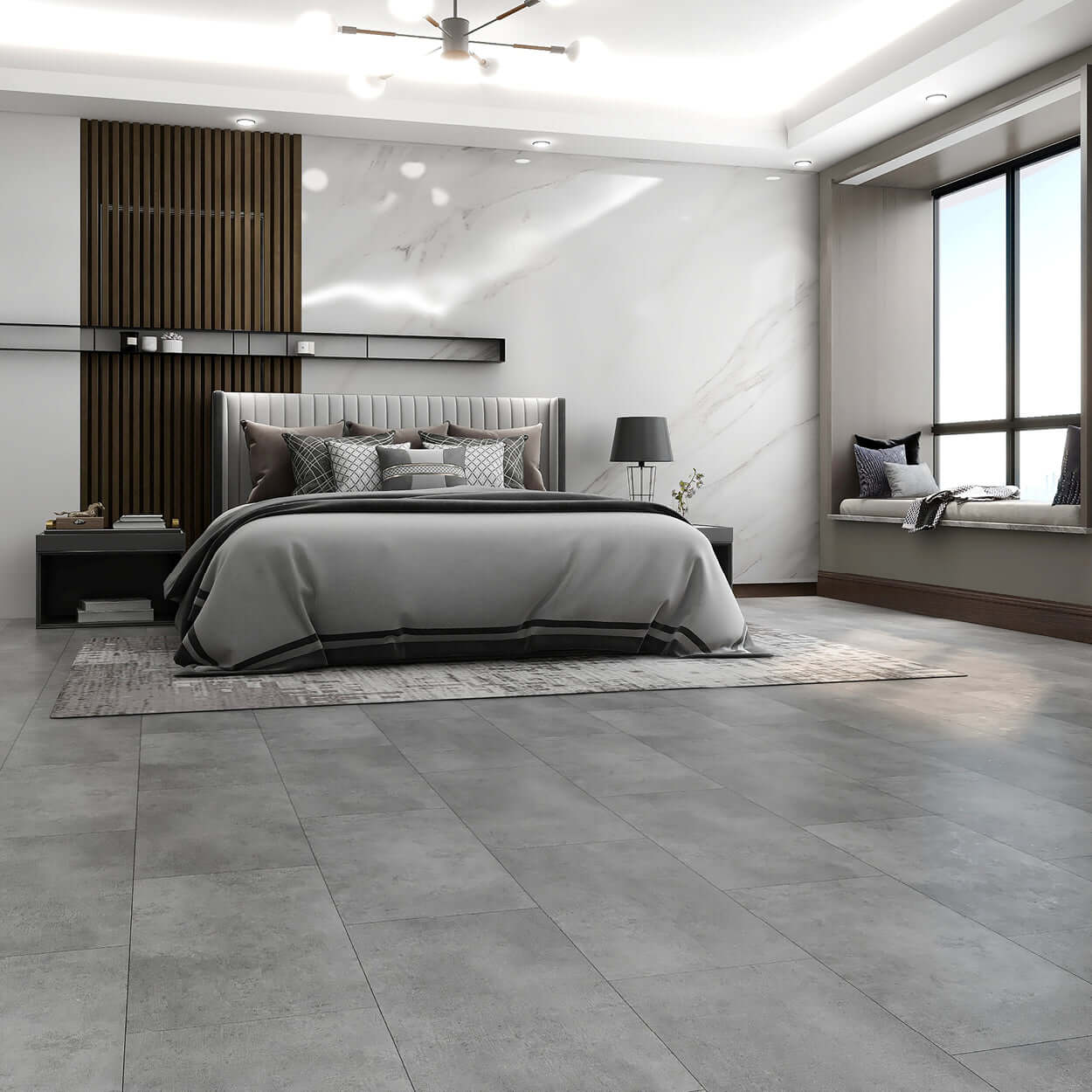 Light Concrete Vinyl Click Flooring 1.5m2 per pack of 8
