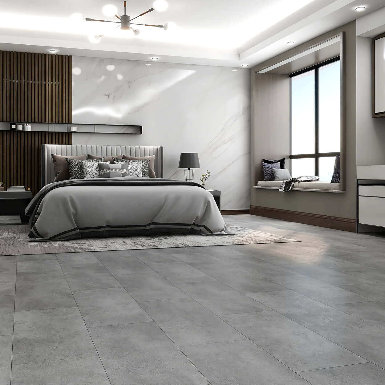 Light Concrete Vinyl Click Flooring 1.5m2 per pack of 8